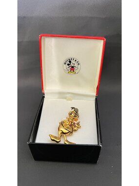 Mickey & Co. Vintage Donald Duck Gold Pin W/ Jewel Accents